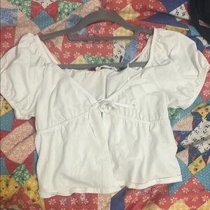Pink Republic White Puff Sleeve Crop Blouse